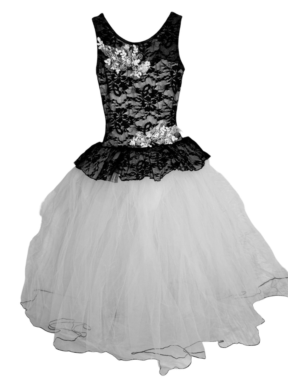 A Wish Come True | Conquest of Paradise Black Lace White Tulle Dance Costume, SA